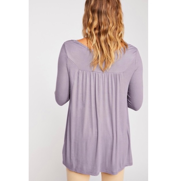 Free People Love Valley Long Sleeve Top Purple Tee - Picture 2 of 16